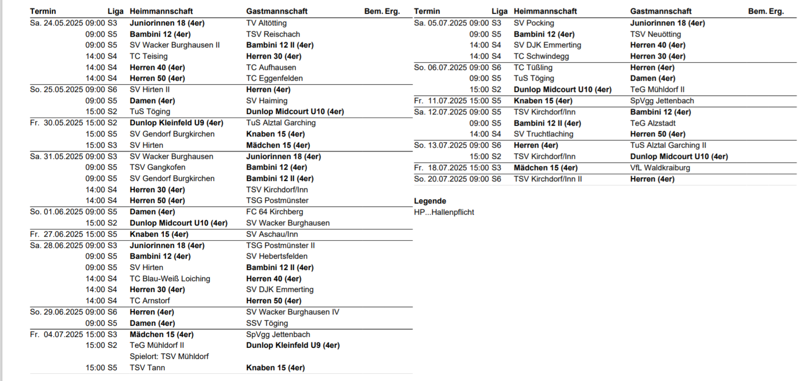 Spielplan 25 2